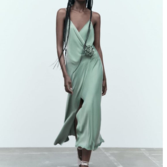 Zara Dresses & Skirts - ZARA FLOWER MIDI SLIP DRESS